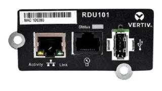 Аксессуар Vertiv Liebert IntelliSlot RDU101 - Адаптер удаленного управления питанием с SNMP/Webcard, Fast Ethernet и мониторингом в реальном времени для ИБП Liebert GXT5