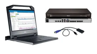 Решение Dell KMM Console & 8-портовый KVM Switch Bundle – 18.5" LED монитор, 1U крепление для стойки