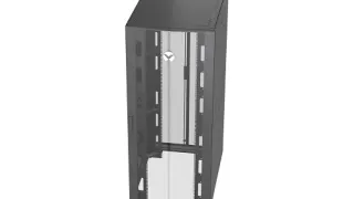 Стоечный шкаф Vertiv VR Rack 42U TAA Compliant – Черный, 3000 фунтов статической нагрузки, безинструментальная установка