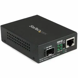 Трансивер/Медиаконвертер StarTech.com MCM1110SFP Gigabit Ethernet с открытым SFP-слотом – для оптоволокна и витой пары, поддержка 10/100/1000 Мбит/с, настольный/настенный монтаж.